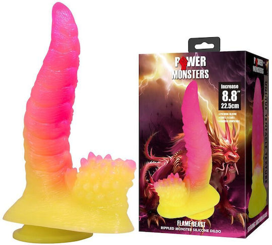 Power Monsters Dildo με Βεντούζα Ροζ