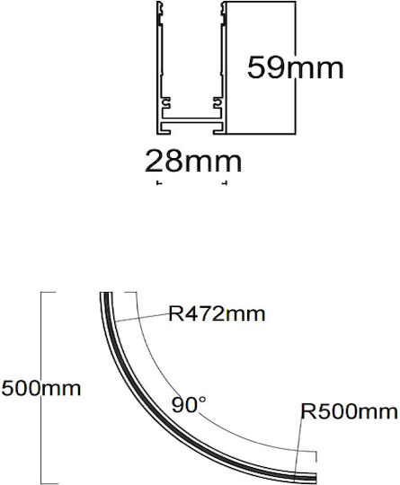 Magnetische Schiene Kurvig 1/4 D1000 2c Oberfläche Sandweiß