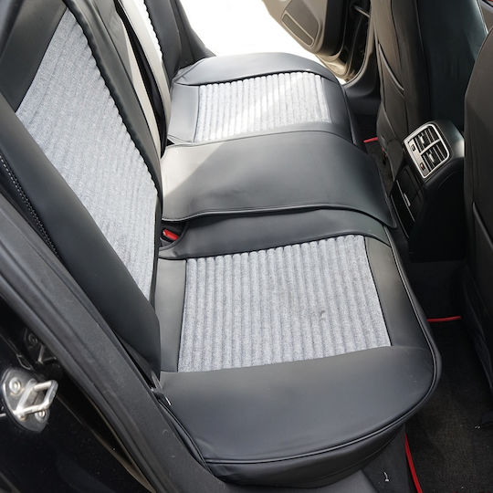 Set Premium De Huse Scaune Auto Blaze Prime Model Sportiv Design Universal Ergonomic Piele Ecologică Inserții Textile Culoare Negru Gri
