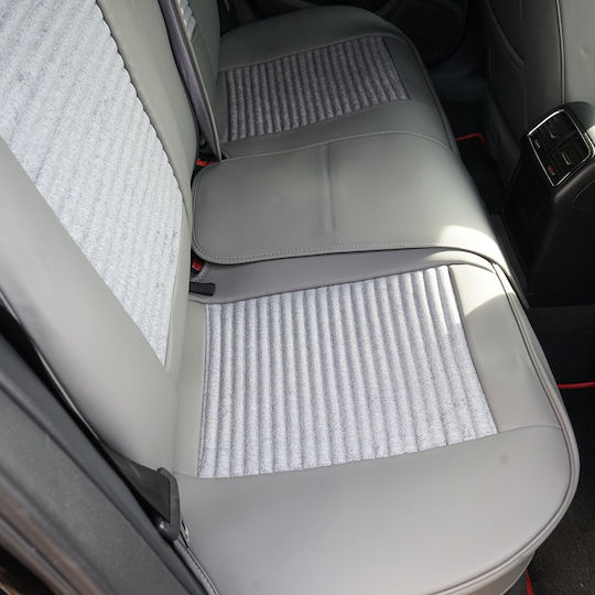 Set Premium De Huse Scaune Auto Blaze Luxor Model Sportiv Design Universal Ergonomic Piele Ecologică Inserții Textile Culoare Crem Gri