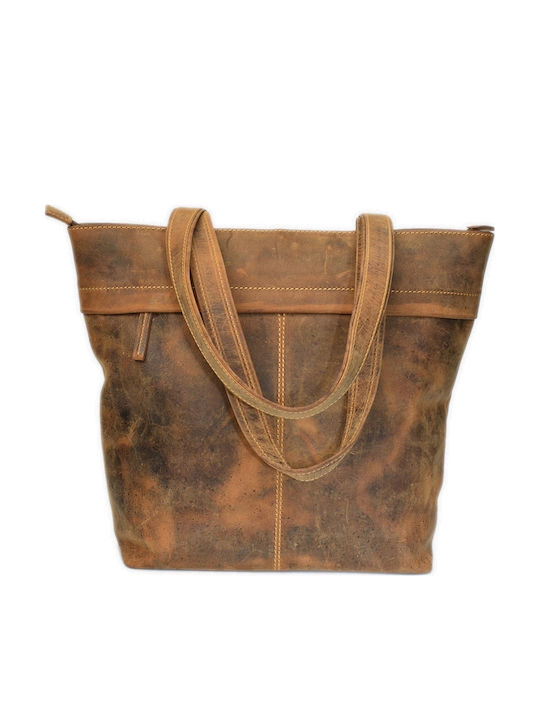 Leder Damen Schultertasche Braun