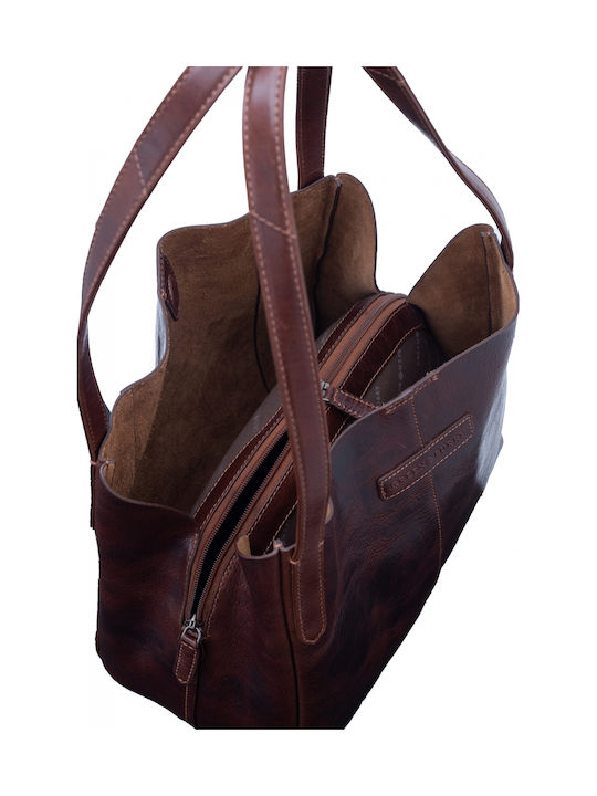 Leder Damen Schultertasche Braun