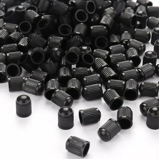 Set 100 Bucăți Capace de supapă Material Plastic Culoare Neagră Mașini Camioane Biciclete Motociclete ATV-uri Quad-uri