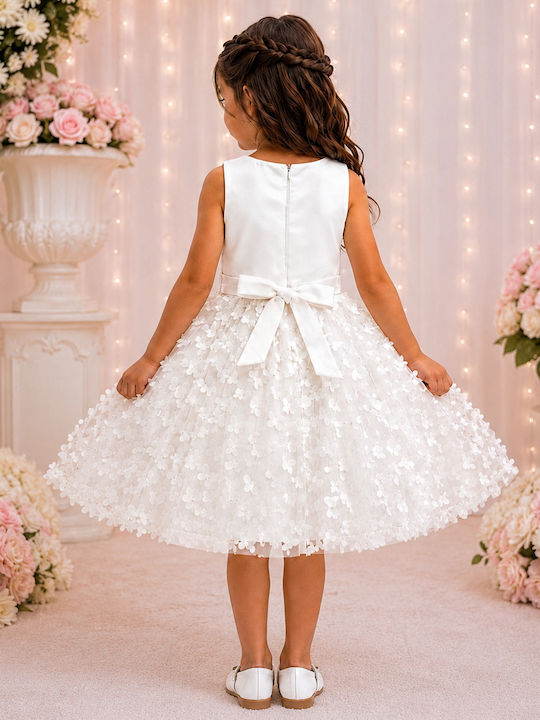 Mädchenkleid mit Pailletten Weiß