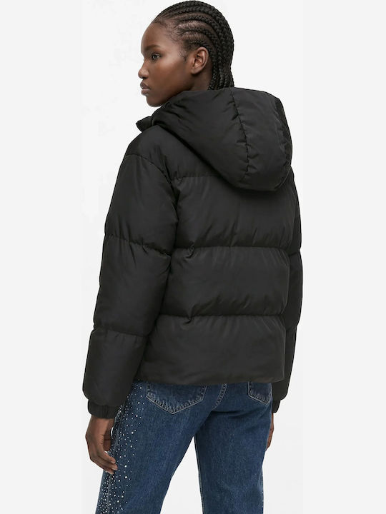 Short Women's Puffer Jacket for Winter Black