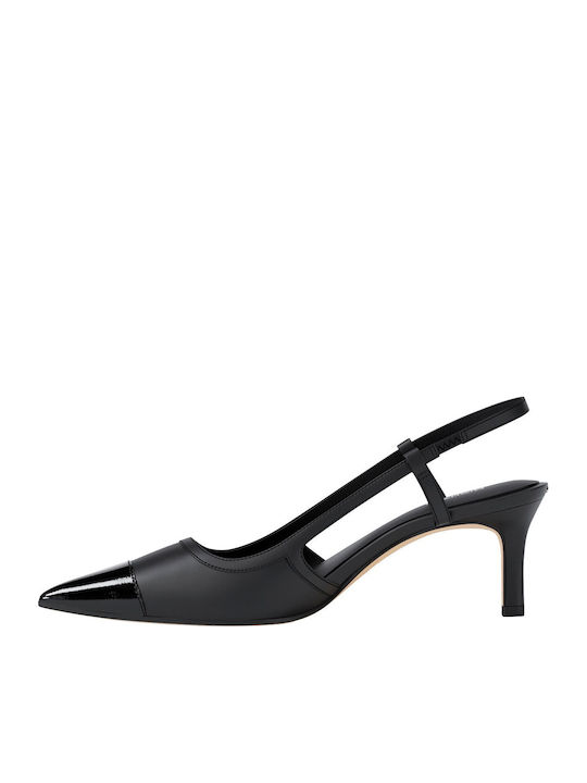 Alora Leather Heels with Mid Heel Black