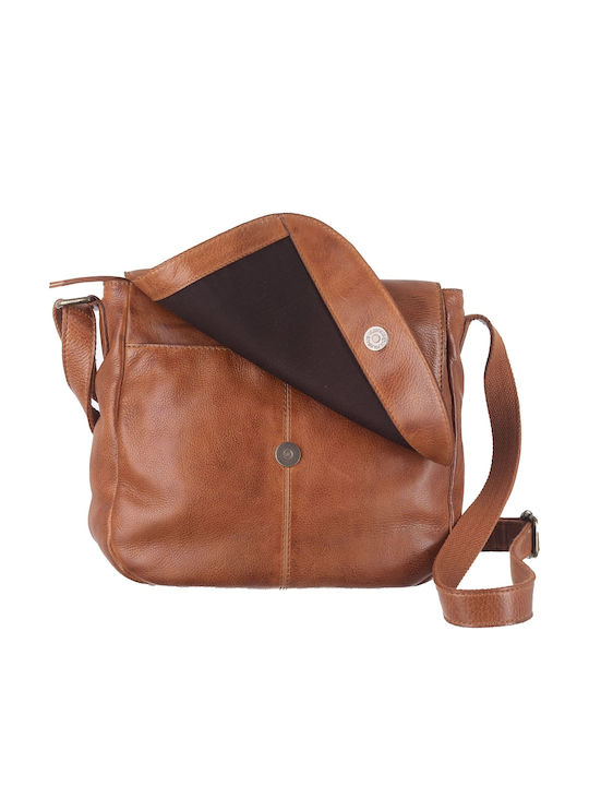 Leder Damen Schultertasche Tabac Braun