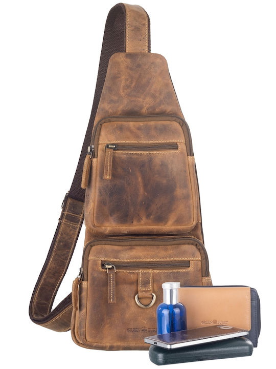 Geantă Bărbătească de Umăr / Tip Crossbody din Piele Maro