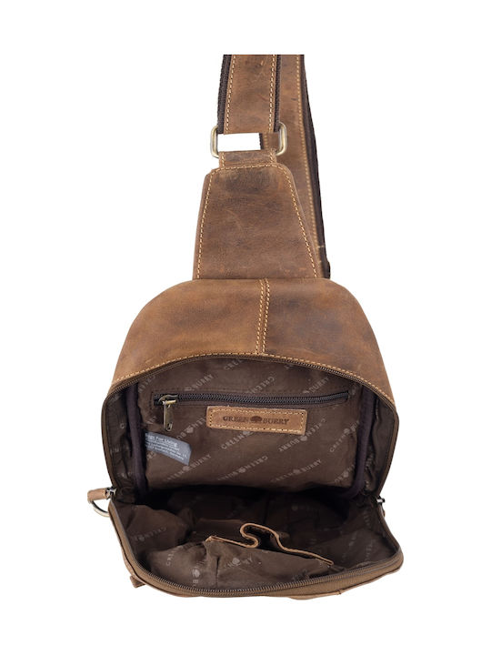 Geantă bărbătească de umăr / crossbody din piele Bej