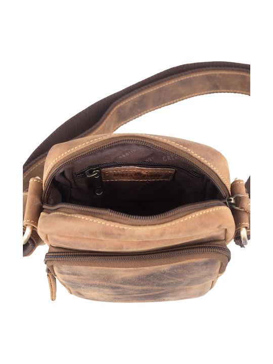 Geantă bărbătească din piele de umăr / crossbody Bej