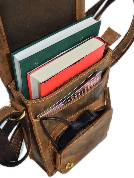 Geantă bărbătească de umăr / crossbody din piele maro