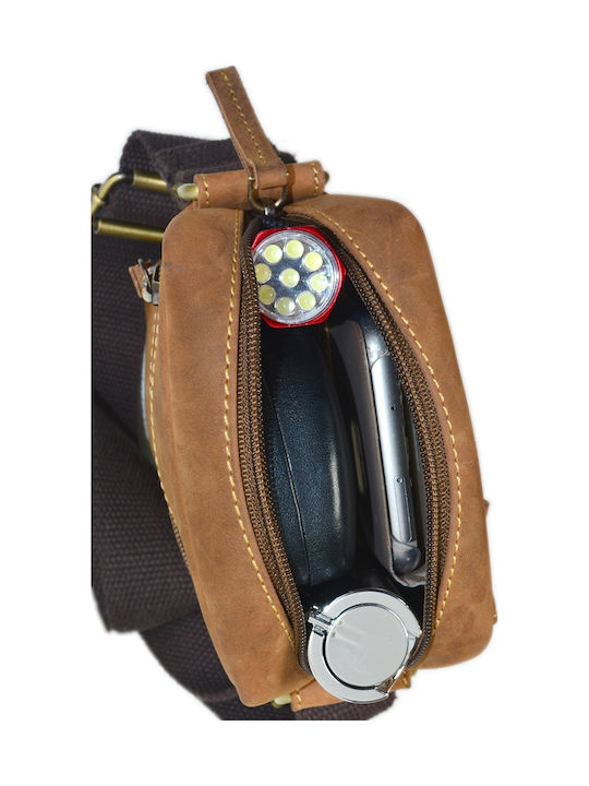 Geantă bărbătească din piele de umăr / tip crossbody bej