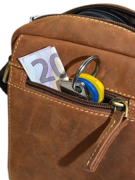 Geantă bărbătească din piele de umăr / tip crossbody bej