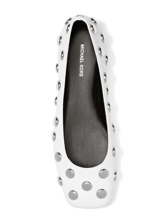 Leather Women's Ballerina Shoes in White Colour