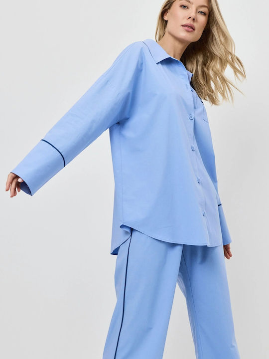 Aruelle Sommerliches Damen-Schlafanzug-Set Hellblau