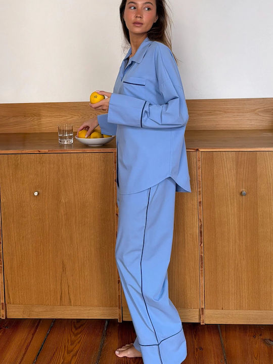 Aruelle Sommerliches Damen-Schlafanzug-Set Hellblau