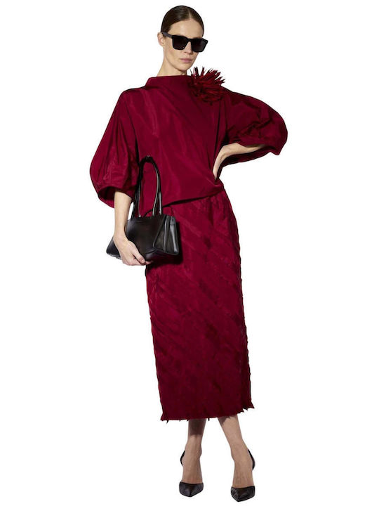 Midi Burgundy Skirt