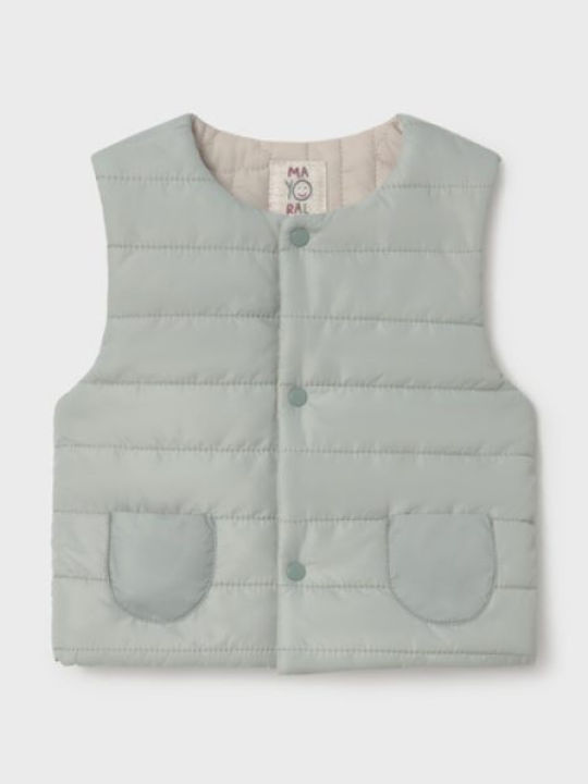 Kids Casual Sleeveless Short Double Sided Brown Jacket