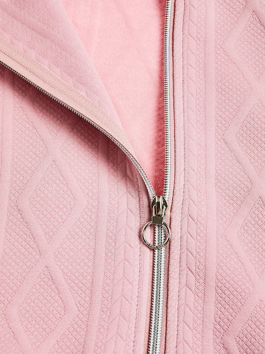 Kinder-Sweatshirt Strickjacke mit Rosa Kapuze