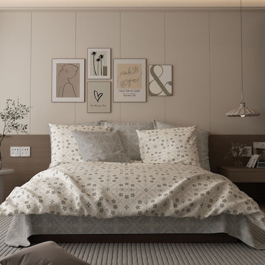 Charalambidis Textiles Salonica Σεντόνι King Size με Λάστιχο 180x200+30εκ. Γκρι