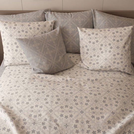 Charalambidis Textiles Salonica Σεντόνι King Size με Λάστιχο 180x200+30εκ. Γκρι