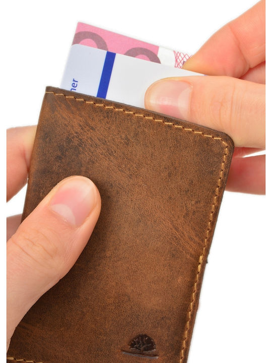 Portofel bărbătesc de Piele pentru Carduri cu RFID Maro