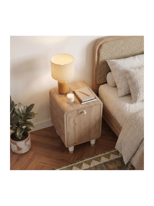 Doro Wooden Beige Bedside Table 35.3x34x51cm