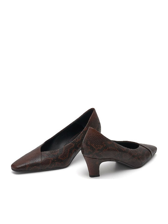 Δερμάτινες Γόβες με Μεσαίο Τακούνι Snake Skin