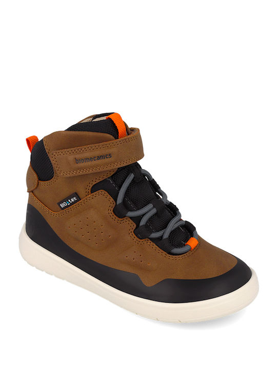 Anatomic Leather Kids Ankle Boots with Hoop & Loop Closure Brown
