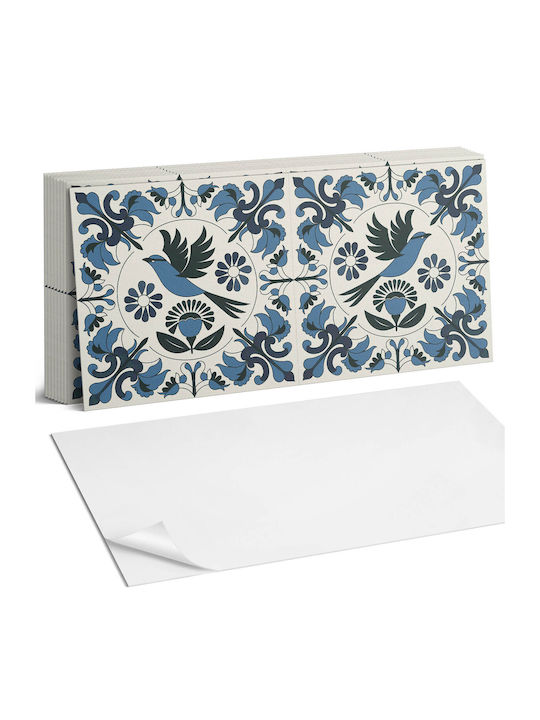 Selbstklebende Vinylkacheln Vogel Blumenmuster 10x40x20 cm