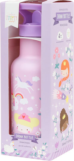 A Little Lovely Company Ανοξείδωτο Παιδικό Σετ Φαγητού 0.35lt Princesses + μπουκάλι νερού