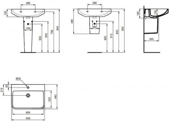 Ideal Standard I.life Επικαθήμενος Νιπτήρας Πορσελάνης 60x48x18cm Λευκός