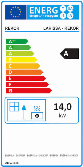 Biofan Larissa Μαντεμένια Ξυλόσομπα 14kW Μαύρη