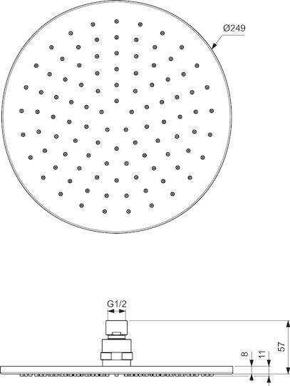 Ideal Standard Στρογγυλή Κεφαλή Ντουζ 25cm