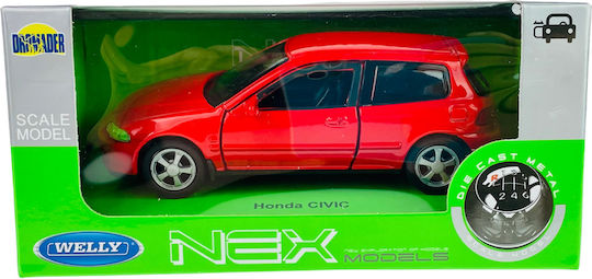 Welly 1992 Honda Civic V Rotes Modell in Maßstab 1:34