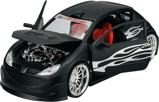 Welly Peugeot 206 Statische Modelle Maßstab 1:24 22486 Schwarz Matt