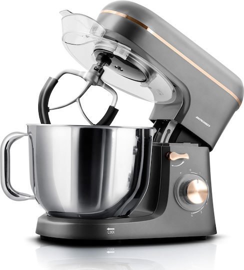Berdsen Küchenmaschine 1400W mit Rostfreiem Schüssel 6lt Grau