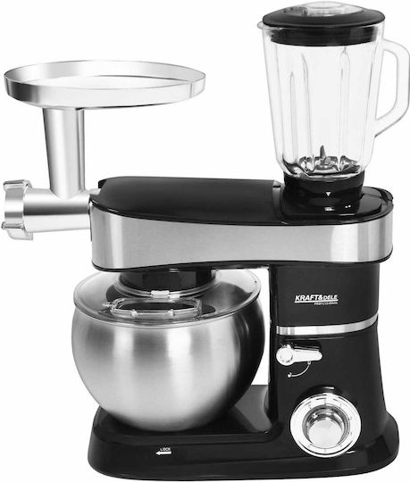 Kraft & Dele Mixer Planetar 2200W cu Bol din Inox 6lt Negru