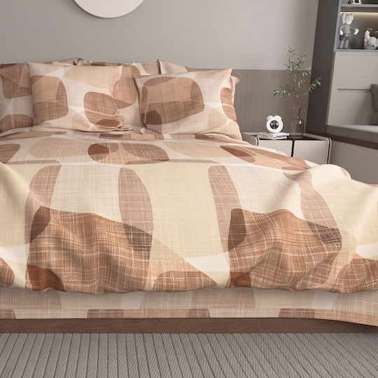 Charalambidis Textiles Βότσαλο Σεντόνι Μονό με Λάστιχο 100x200+30εκ. Μπεζ