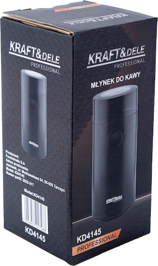 Kraft & Dele Râșniță Electrică de Cafea 200W cu Capacitate de 50gr Negru