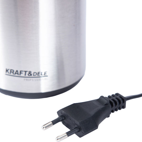 Kraft & Dele Râșniță Electrică de Cafea 250W cu Capacitate de 50gr Argintie