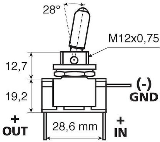 Lampa Διακόπτης On/Off Αυτοκινήτου Led 12.2mm 20A 12V Universal Πράσινο