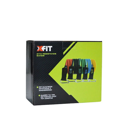 X-FIT Gymtube Resistance Bands with Handles Set 5pcs Multicolour
