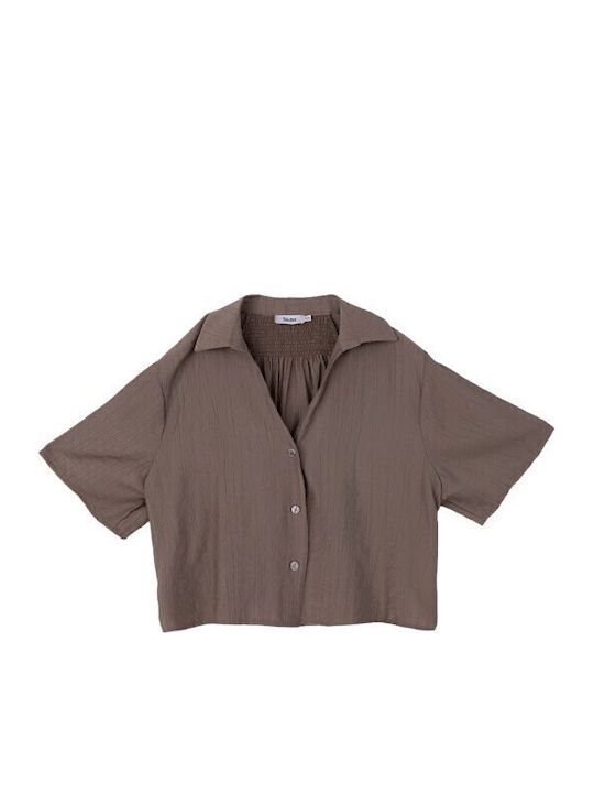 Short Sleeve Women's Shirt Brown