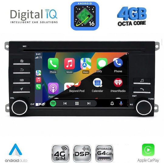 Digital IQ Ηχοσύστημα Αυτοκινήτου για Porsche Cayenne 2002-2011 (Bluetooth/USB/WiFi/GPS/Apple-Carplay/Android-Auto) με Οθόνη Αφής 7"