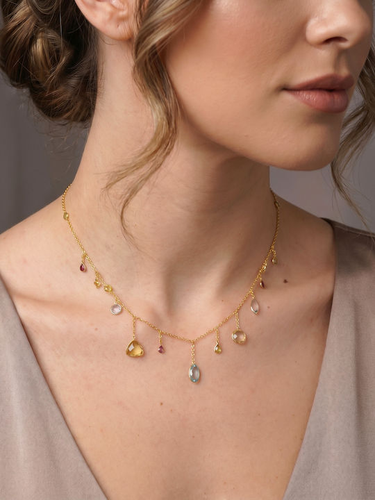 Kiriakos Gofas Necklace From Gold Plated Silver Blue Kiriakos Gofas Necklace From Gold Plated Silver Blue