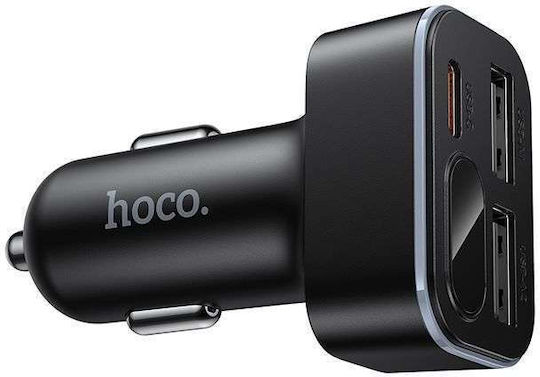 Hoco Z63A Autoladegerät 42W Schnellladen mit Anschlüssen: 2xUSB-A 1xType-C Schwarz Farbe
