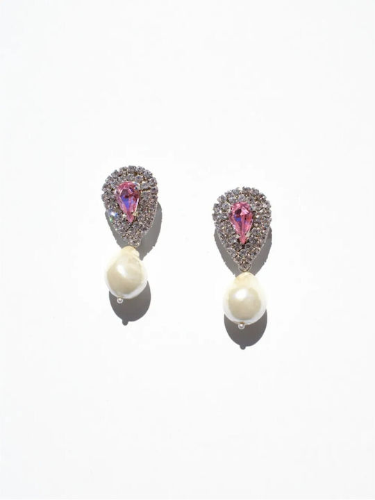 Kaleido Dangle Earrings With Grey Pearls