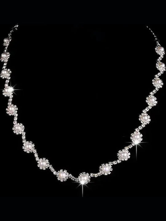Set with Necklace Earrings & Bracelet with Pearls