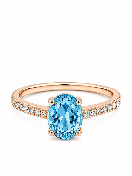 Verita Women's Ring with Zircon Made of Gold Plated Silver